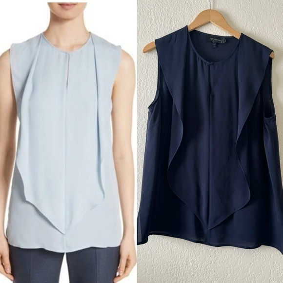 St John Silk Georgette Shell Double Ruffle Top - Picture 1 of 5